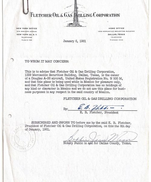 Original purchase agreement from "Fletscher Oil & Gas"